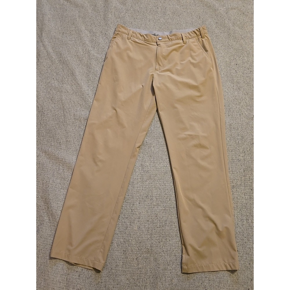 Adidas Golf Pants Mens 36x32 Tan Beige Lightweight Chino Flat Front Performance - Picture 9 of 15